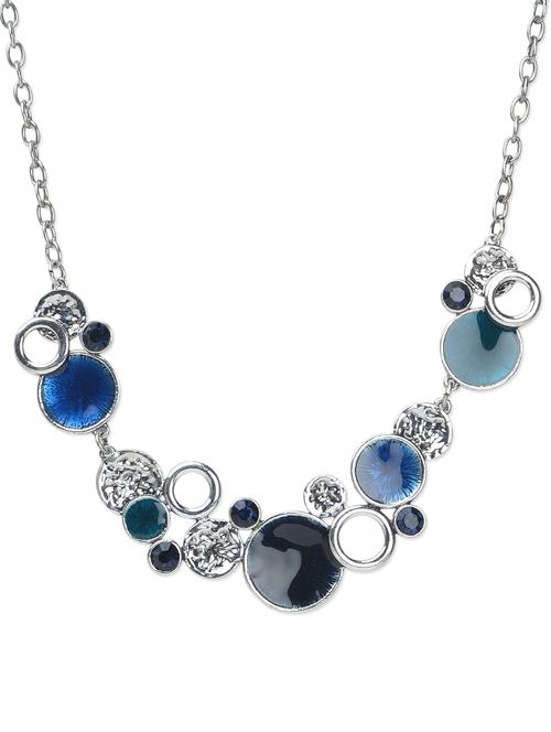 blue and silver circular stone studded necklace - 893413 - Very Small Image - 1