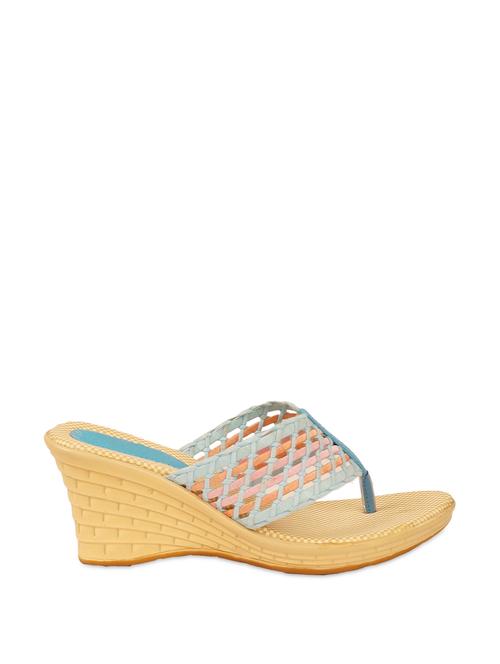 Trendy basket-weave patterned strap blue platform heels - 893648 - Very Small Image - 1