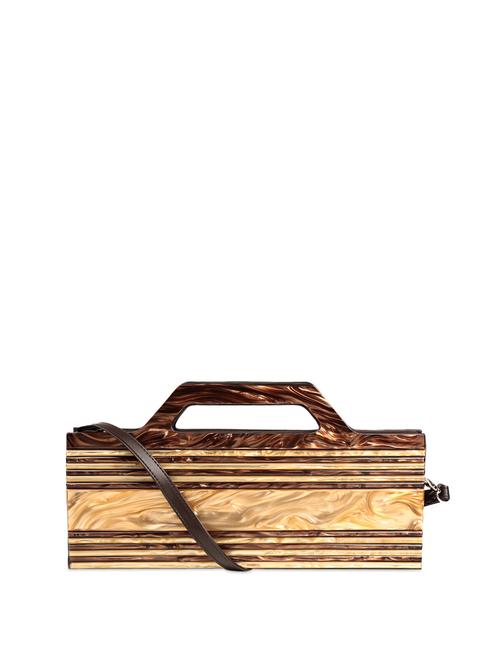 rectangular briefcase style brown clutch bag - 893906 - Very Small Image - 1