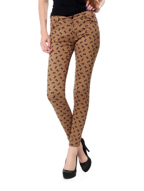 brown cotton lycra jeans with black prints - 894017 - Very Small Image - 1