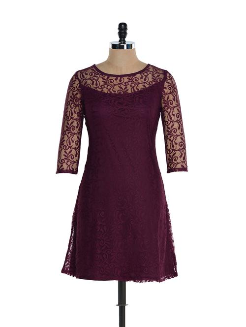burgundy lace a line dress - 894293 - Very Small Image - 1