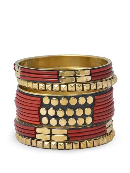 Gold and red Bangles set - 895604 - Very Small Image - 1