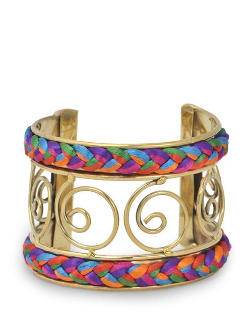 gold spiral cuff with braid trim - 895639 - Very Small Image - 1