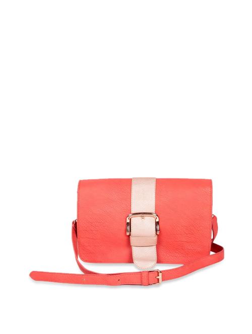 Red crossbody bag with a peach metal buckle - 897286 - Very Small Image - 1