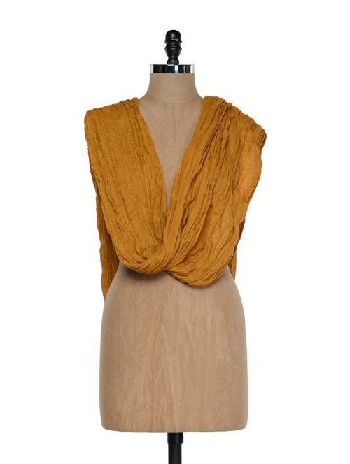 crushed mustard dupatta with tassels - 897360 - Very Small Image - 1