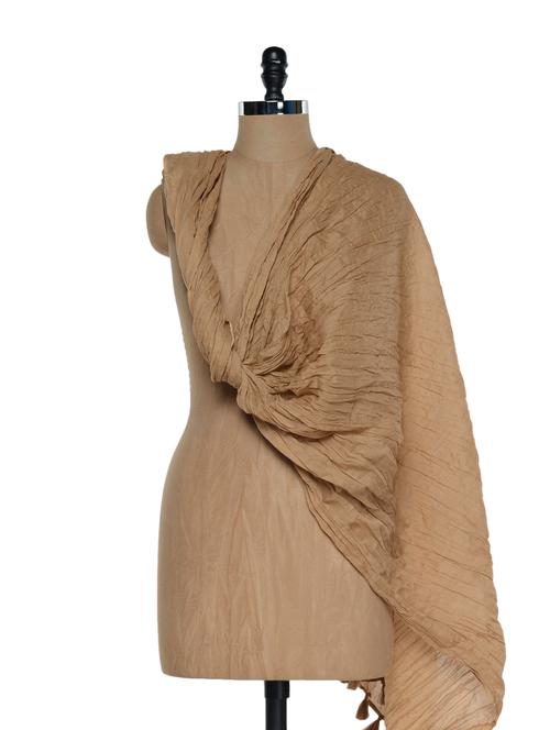 solid beige dupatta - 897382 - Very Small Image - 1