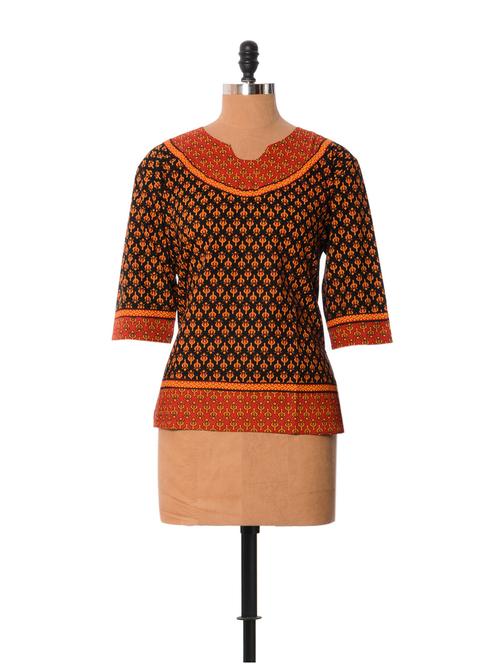 red and black printed cotton top - 898968 - Very Small Image - 1