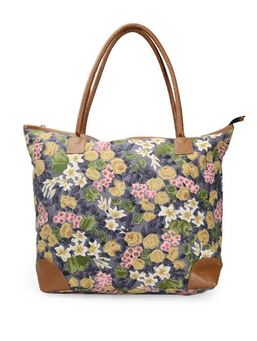 Multi-coloured Floral Print Tote Bag - 899391 - Very Small Image - 1