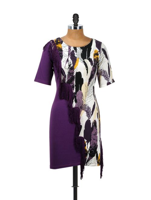 purple feather print dress - 899616 - Very Small Image - 1