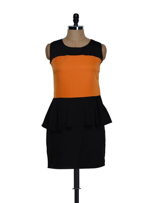 Black and Orange Peplum Dress - 900860 - Very Small Image - 1