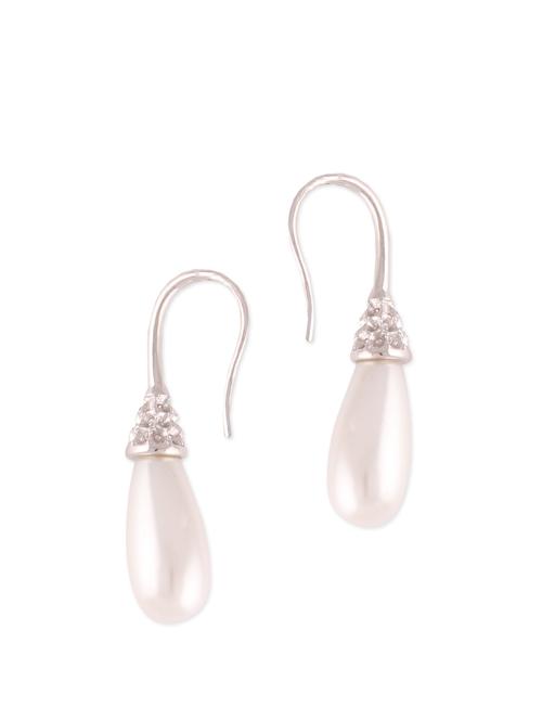 silver simple pearl earrings - 901147 - Very Small Image - 1