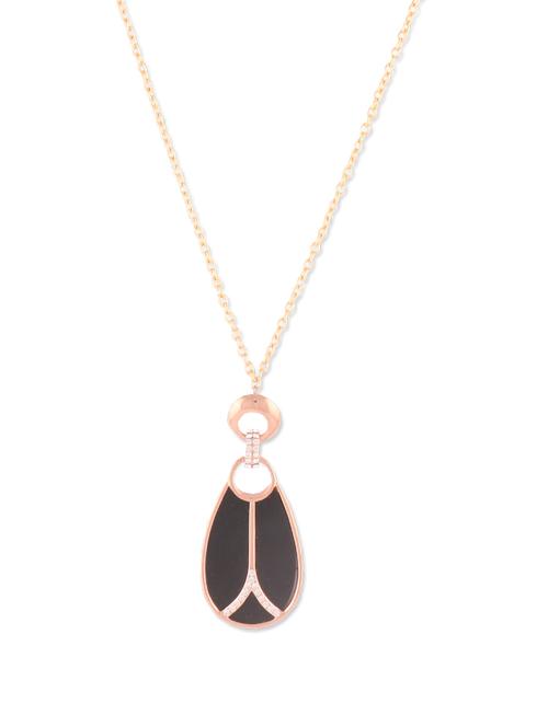 gold long chain with drop shape black pendant - 901191 - Very Small Image - 1