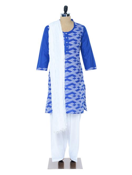 blue and white printed suit set - 902348 - Very Small Image - 1