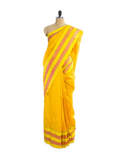 gorgeous yellow silk saree - 902538 - Very Small Image - 1