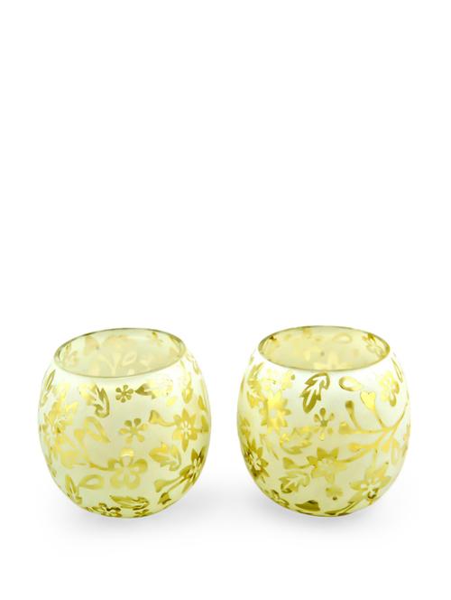 White And Gold Floral Tealight Holder (set Of 2) - 902817 - Very Small Image - 1