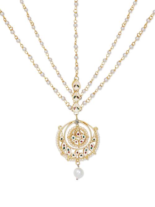 gold kundan embellished matha patti - 902913 - Very Small Image - 1