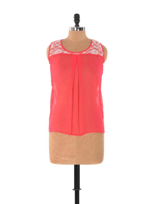 pink cut-sleeved sheer top - 902949 - Very Small Image - 1