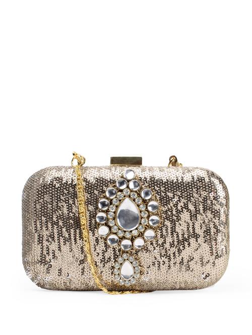 dusty gold sequined box clutch - 904994 - Very Small Image - 1