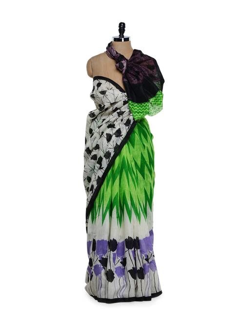 colourful floral print saree - 905199 - Very Small Image - 1