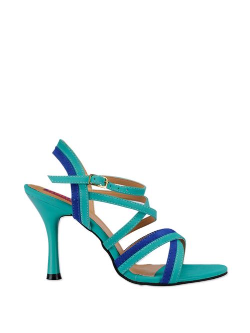 Turquoise leatherette strappy heels - 905777 - Very Small Image - 1