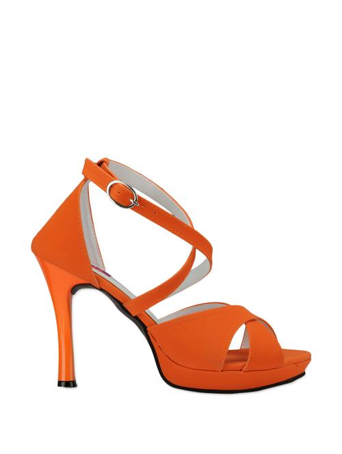 Solid Orange Strappy Heels - 905783 - Very Small Image - 1