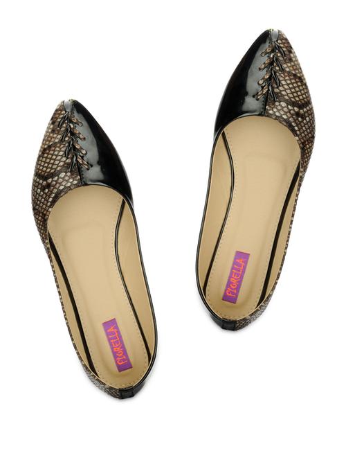 Snake print half textured ballerinas - 905865 - Very Small Image - 1