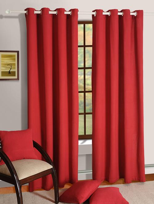 hot red cotton window curtain - 906805 - Very Small Image - 1