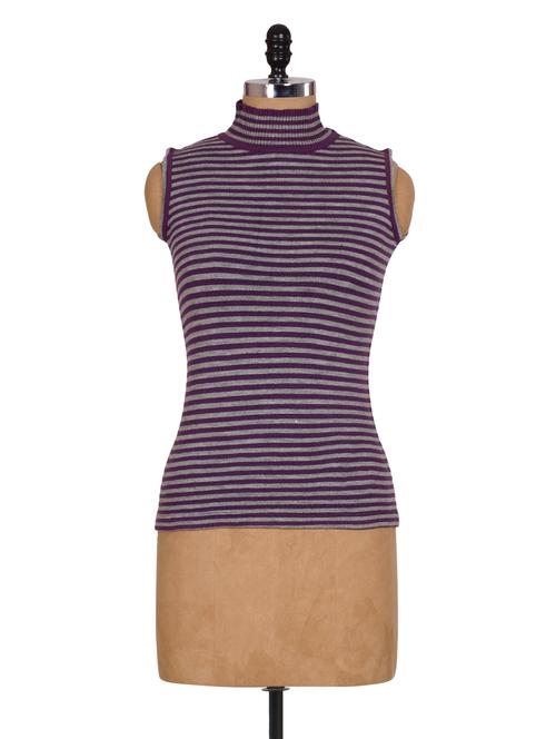 purple sleeveless knitted winter top - 908570 - Very Small Image - 1