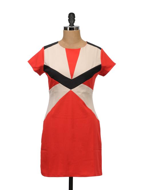 red half-sleeved dress - 908609 - Very Small Image - 1