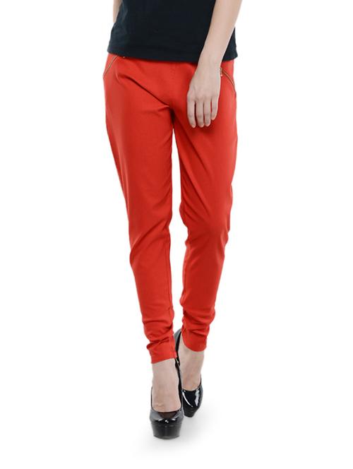 red cotton lycra slim jeggings - 908980 - Very Small Image - 1