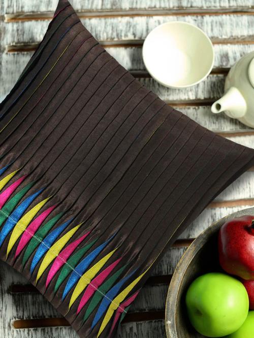 contemporary style reverse pleating technique brown cushion cover - 909074 - Very Small Image - 1