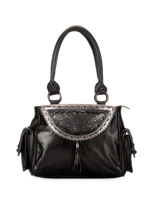 jali cutwork and metallic black handbag - 910295 - Very Small Image - 1