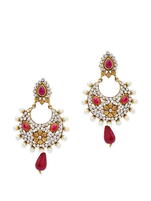 chic maroon victorian push-back drop earrings - 911805 - Very Small Image - 1
