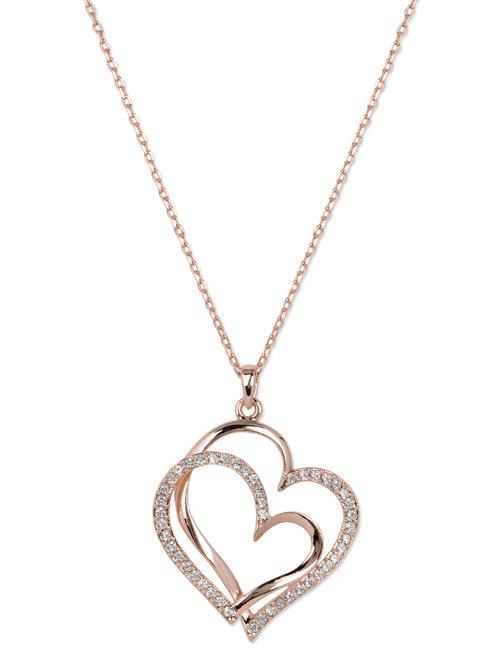rose gold plated crystal dual heart pendant - 912105 - Very Small Image - 1