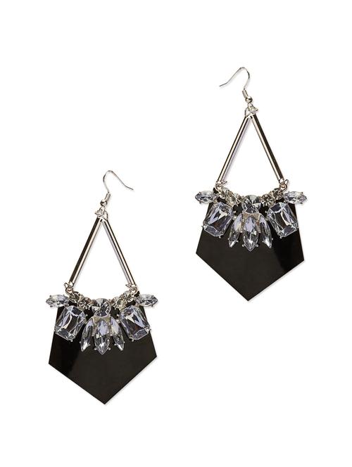 black classy earrings with white stones - 912174 - Very Small Image - 1