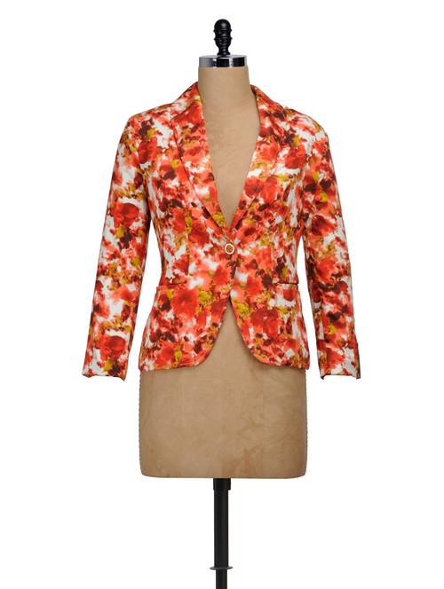 orange floral cotton jacket - 912939 - Very Small Image - 1