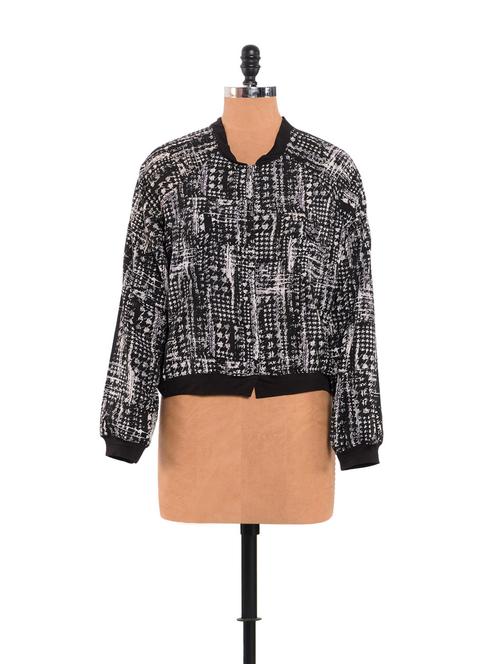 smart black printed black jacket - 913074 - Very Small Image - 1