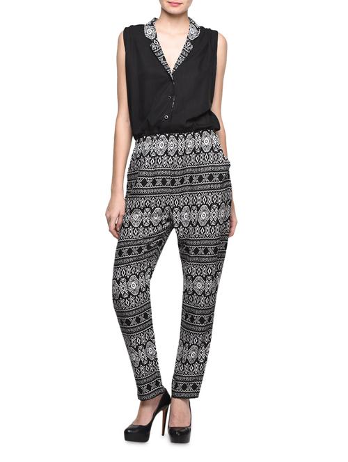 Monochrome printed polycrepe jumpsuit - 913953 - Very Small Image - 1