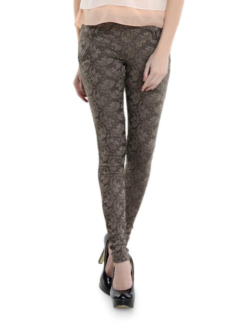 dusty brown and white printed jeggings - 914813 - Very Small Image - 1
