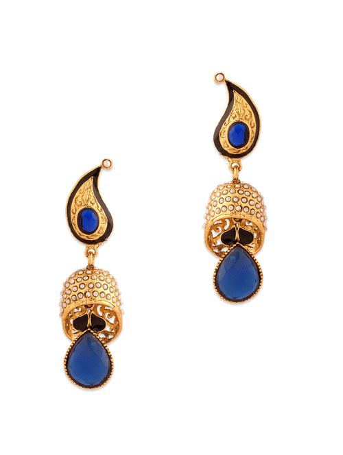 Festive Blue Dangler Earrings - 916934 - Very Small Image - 1