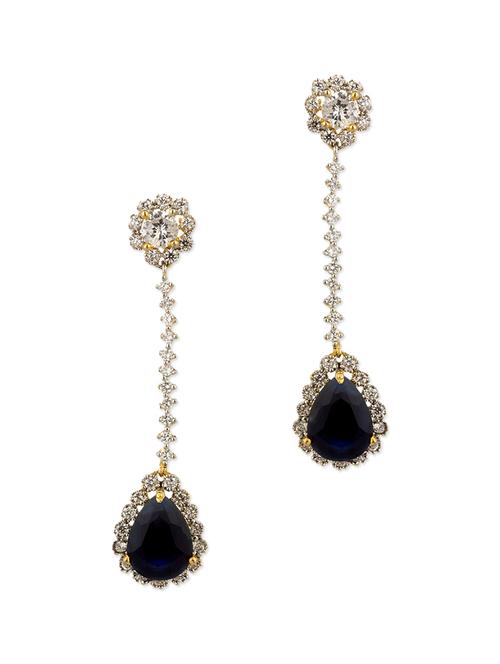 Gold Plated Stone Studded Earrings - 917023 - Very Small Image - 1