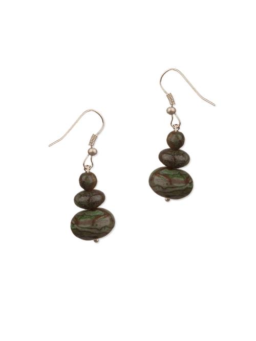 Stylish Forest Jasper Earrings - 917076 - Very Small Image - 1