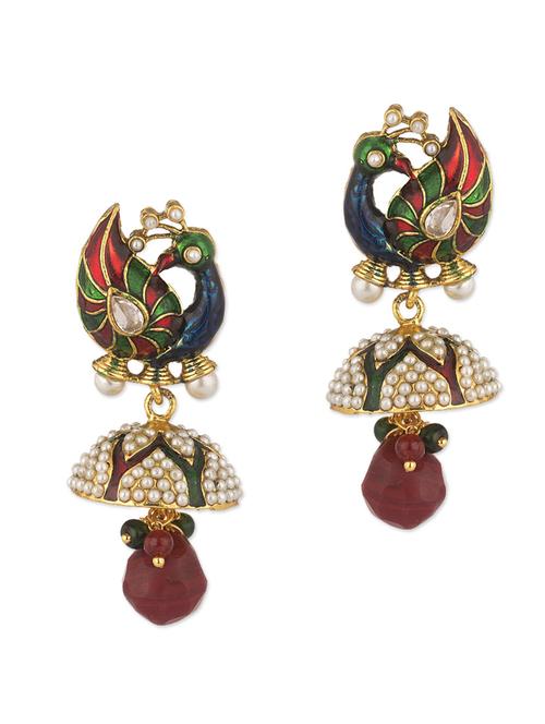 Peacock Enamelled Earrings - 917820 - Very Small Image - 1