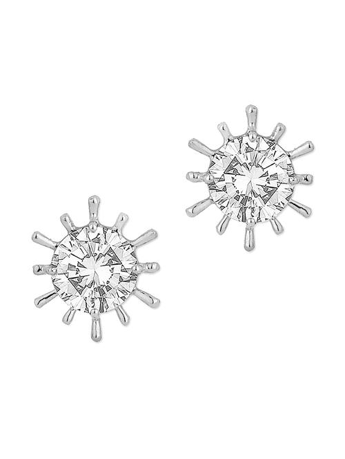 Sterling Silver Stud Earrings With Sparkling Crystal - 917859 - Very Small Image - 1