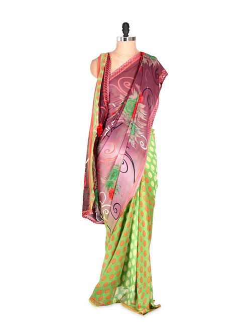 beautiful printed art silk saree - 920263 - Very Small Image - 1