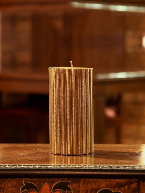 antique gold ribbed candle - 920578 - Very Small Image - 1