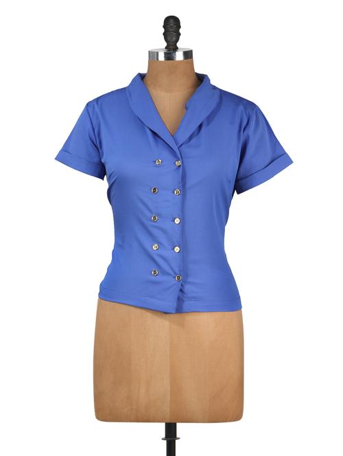 Solid blue half sleeved top - 922409 - Very Small Image - 1