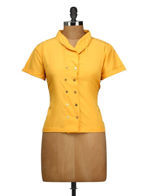 Solid yellow half sleeved top - 922413 - Very Small Image - 1