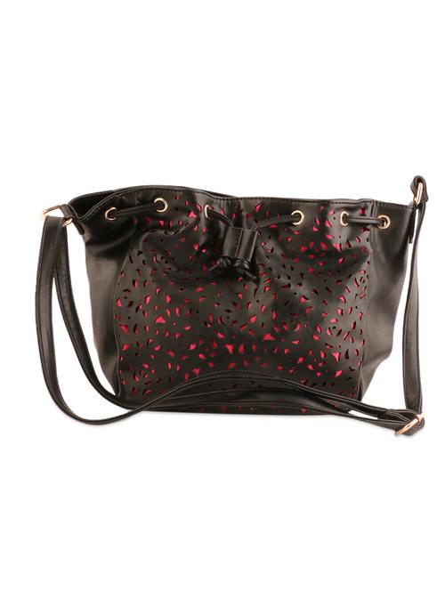 gorgeous black leather drawstring handbag - 922880 - Very Small Image - 1