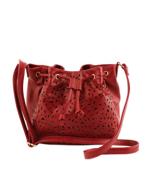 red laser cut draw string handbag - 922881 - Very Small Image - 1